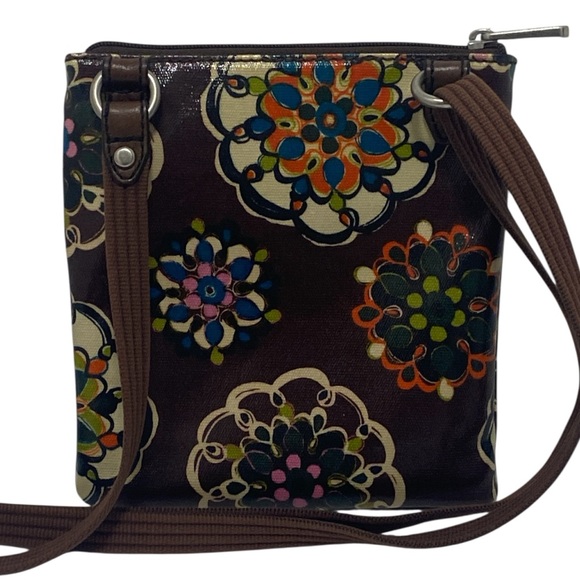 Fossil Key-Per Brown Floral Coated Canvas Crossbody Bag - NWOT - Picture 2 of 9